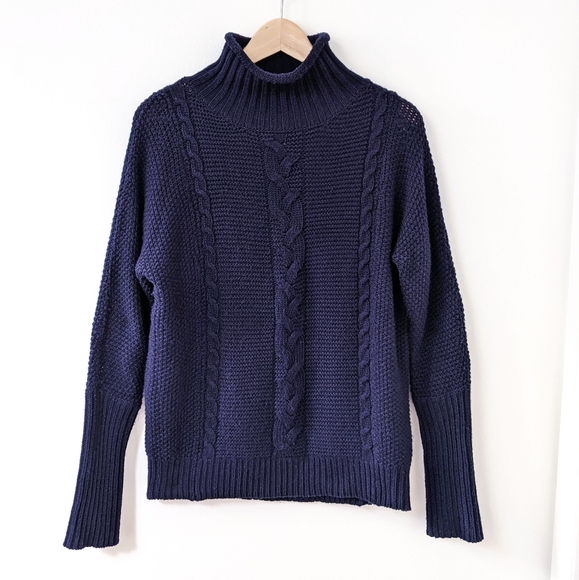 smart set navy cable knit angora blend sweater, xs - Picture 7 of 7
